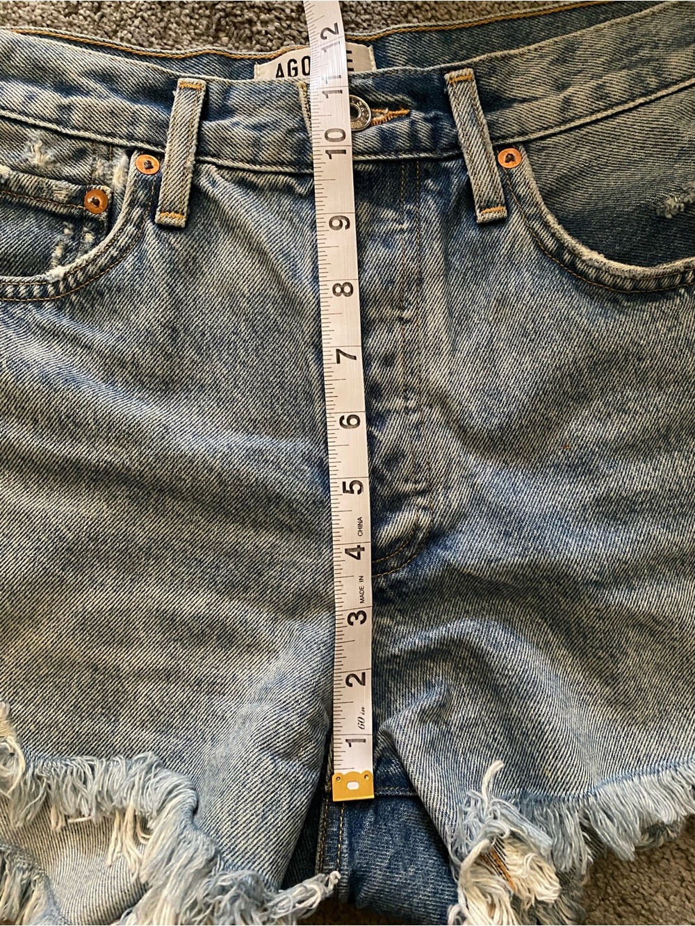 Agolde Light Blue Distressed Denim Shorts - Picture 7 of 7